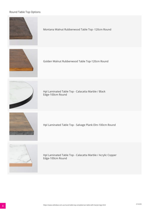 Round Table Top Complete Bar Table with Hairpin Legs