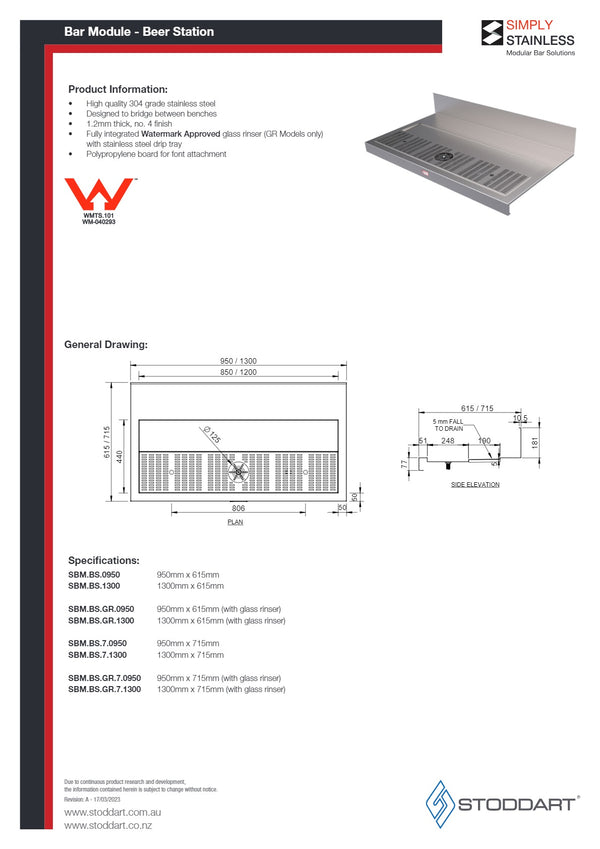 Simply Stainless SBM.BS.1300 - Standard Beer Station