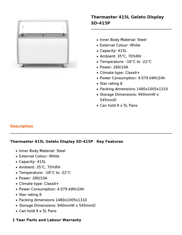 Thermaster SD-415P - Gelato Display