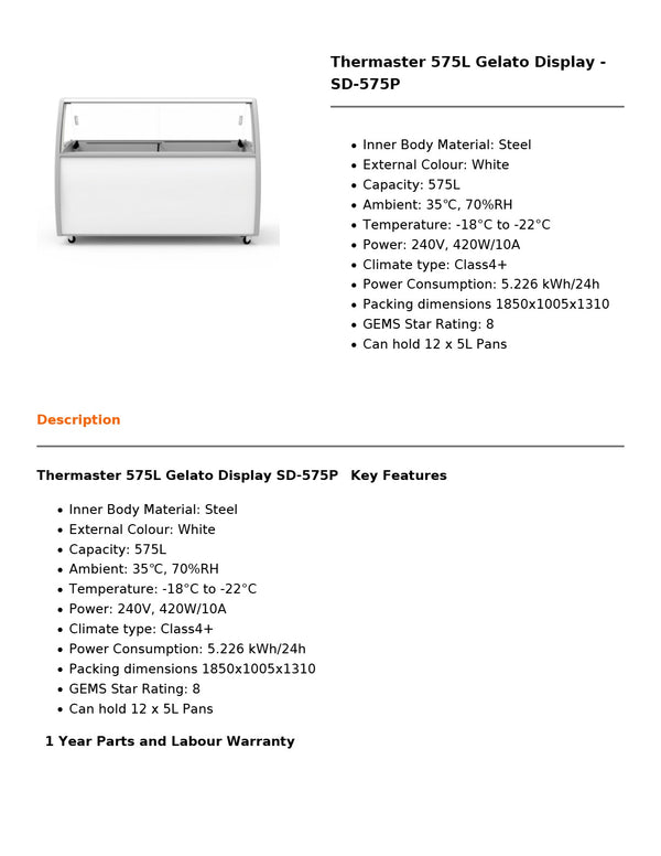 Thermaster SD-575P - Gelato Display
