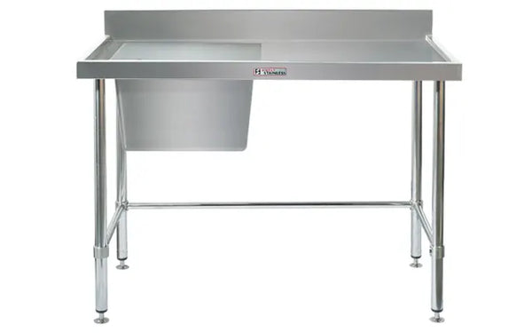 Simply Stainless SS05.1500LLB - Stainless Steel Sink Bench with Splashback