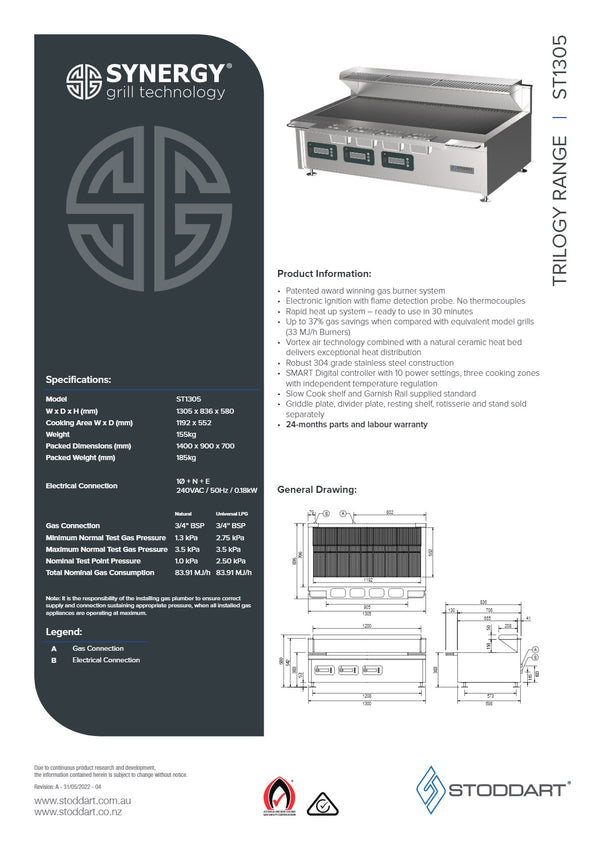 Synergy ST1305 - Triple Burner Grill