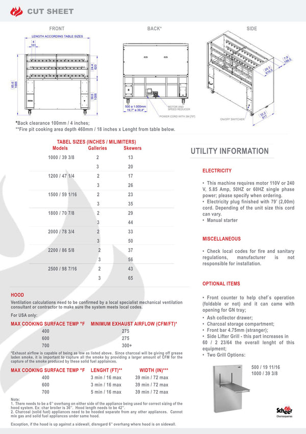 Scheer Proline Super 300 - 1500mm Charcoal Rotisserie