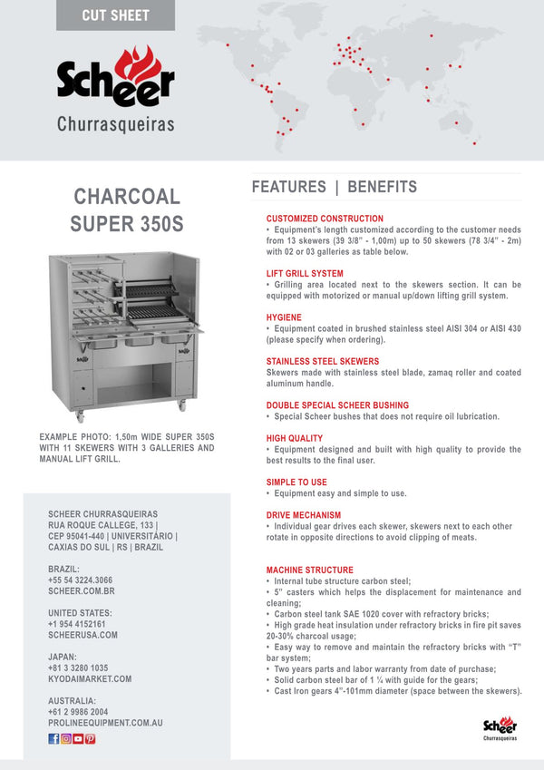 Scheer Proline Super 350 - 1500mm Combination Charcoal Rotisserie & Grill