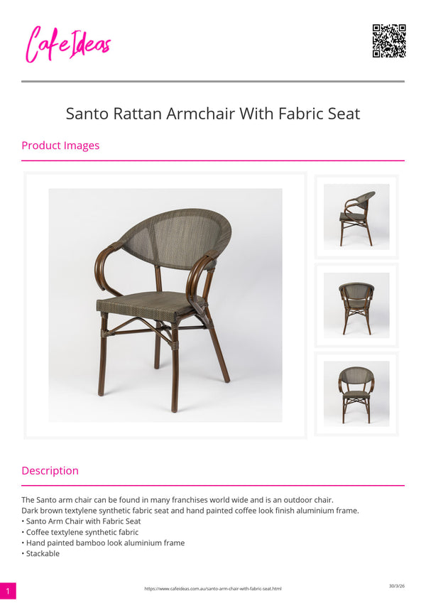 Santo Rattan Armchair with Fabric Seat