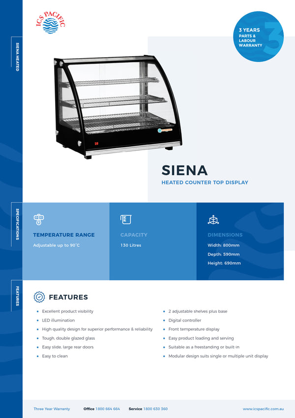 ICS Pacific Siena 80H RTR130L/2 - Counter Top Heated Display