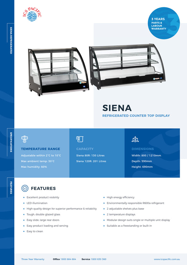 ICS Pacific Siena 80R RTW130L - Counter Top Refrigerated Display