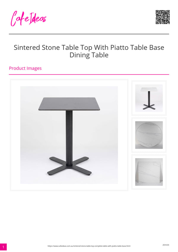 Sintered Stone Table Top with Piatto Table Base
