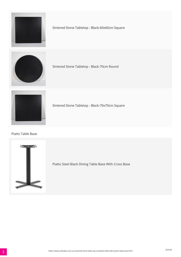 Sintered Stone Table Top with Piatto Table Base