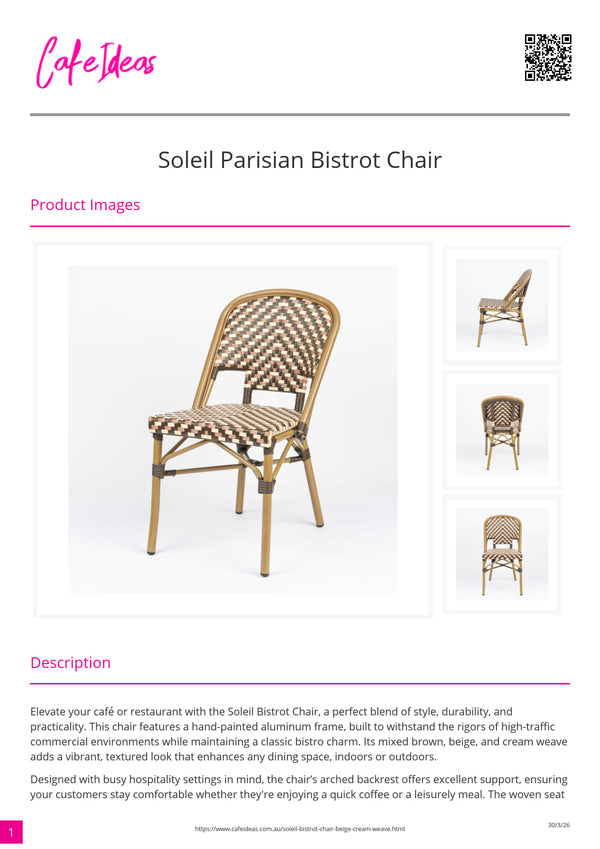 Soleil Parisian Bistrot Chair