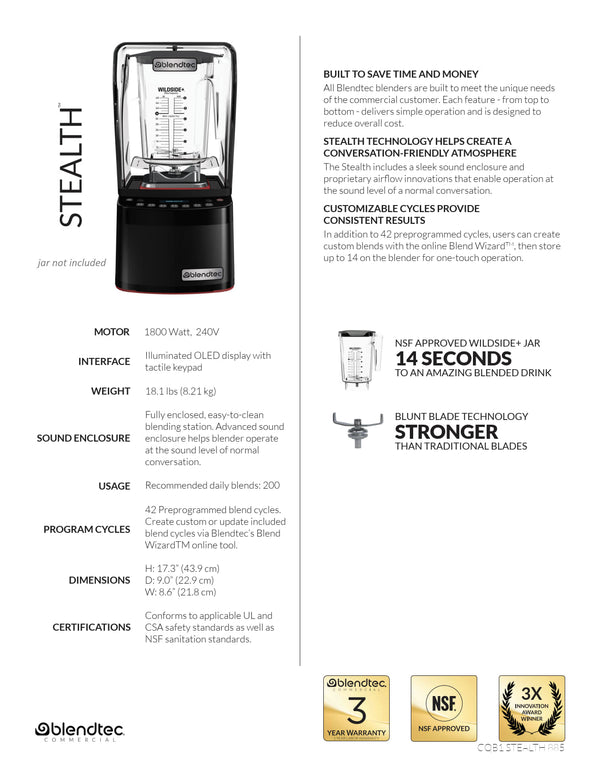 Blendtec Stealth with Wildside Jar - Blender