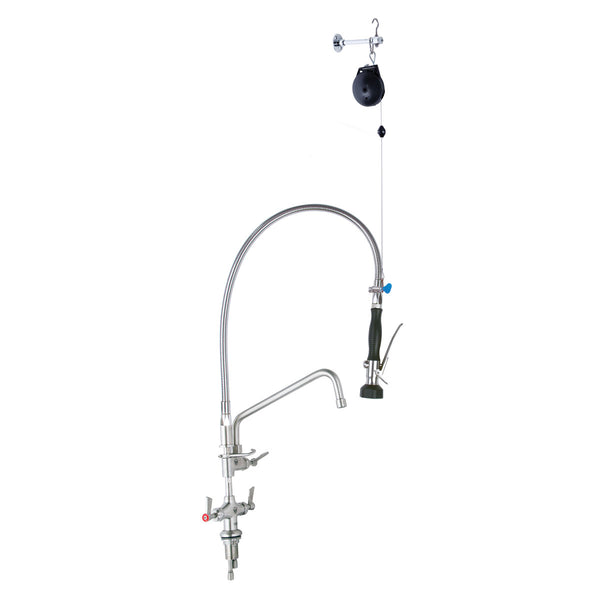 3Monkeez T-3M53512 - Stainless Steel Line Retractor Dual Hob Mount Pre-Rinse