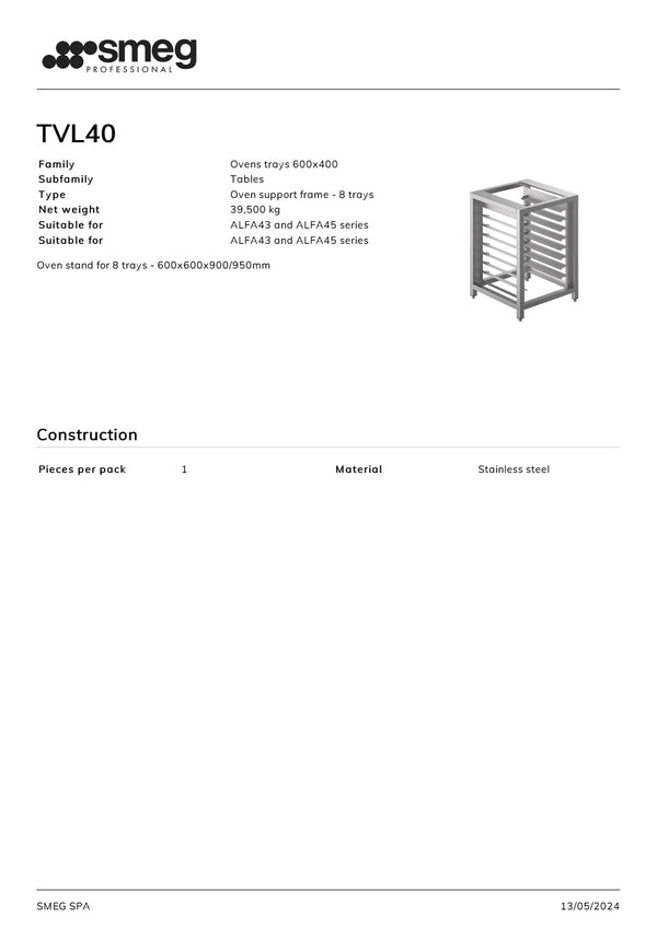 Smeg Professional Alfa TVL40 - Oven Stand