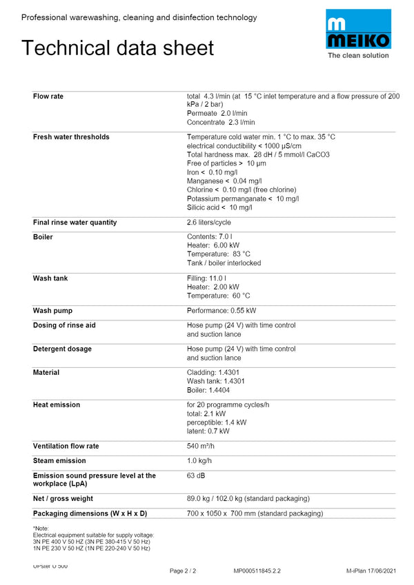 Meiko UPster U 500 G M2 GiO - Undercounter Glasswasher
