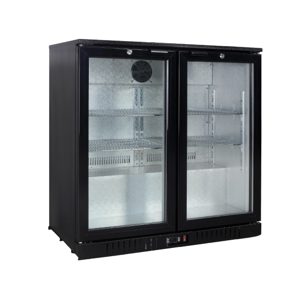 Exquisite UBC210 Black Two Door Back Bar Fridge