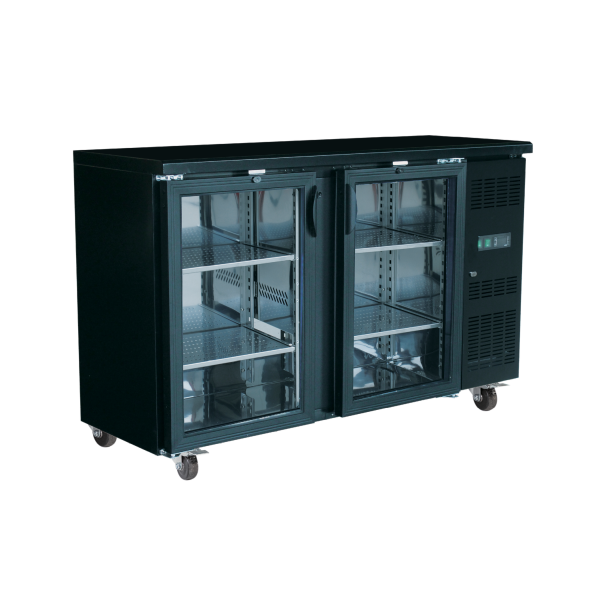Exquisite UBC380 Black Two Door Back Bar Fridge