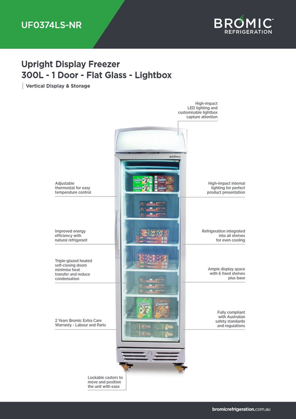 Bromic UF0374LS-NR - Upright Display Freezer