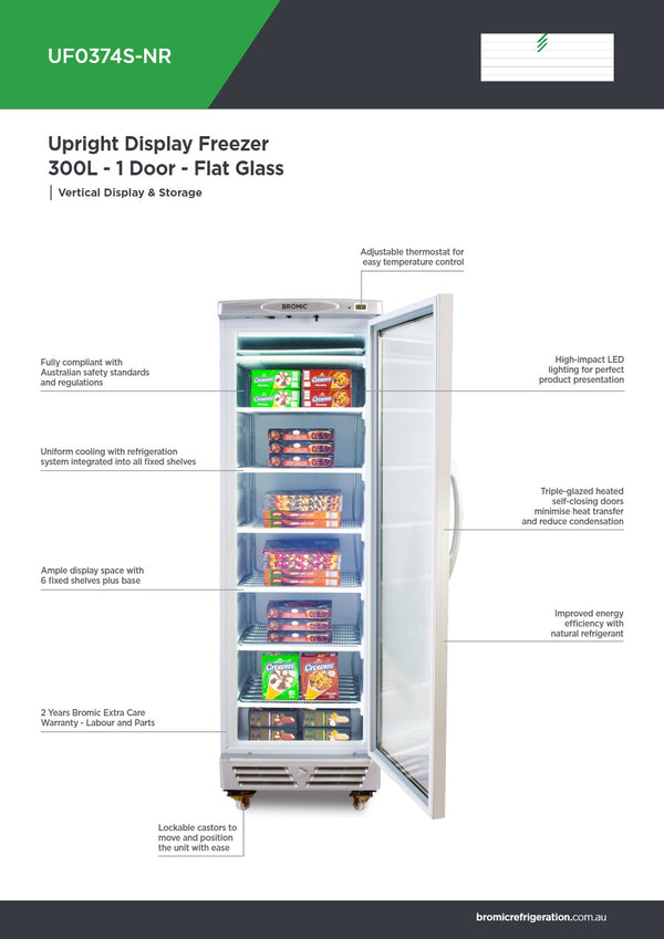 Bromic UF0374S-NR - Upright Display Freezer