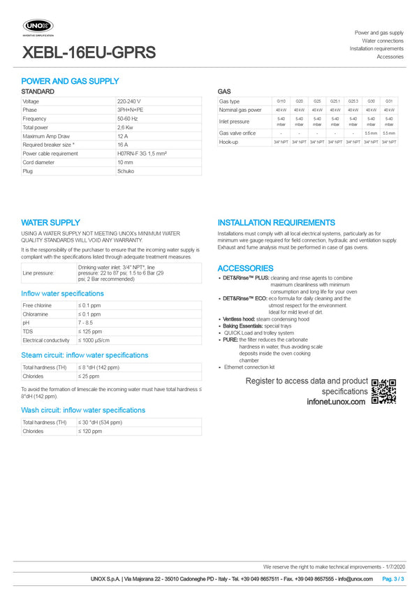 Unox Bakertop BIG Gas XEBL-16EU-GPRS - Combi Oven