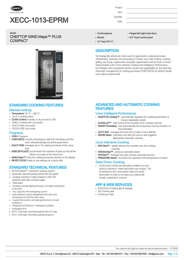 Unox Cheftop Compact XECC-1013-EPRM - Combi Oven