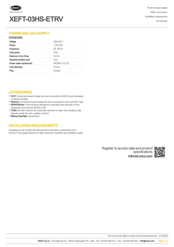 Unox Bakerlux Shop.Pro XEFT-03HS-ETRV - Convection Oven