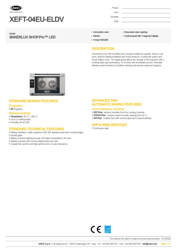 Unox Bakerlux Shop.Pro XEFT-04EU-ELDV - Convection Oven
