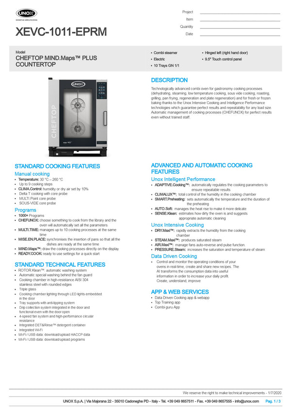 Unox Cheftop XEVC-1011-EPRM - Combi Oven