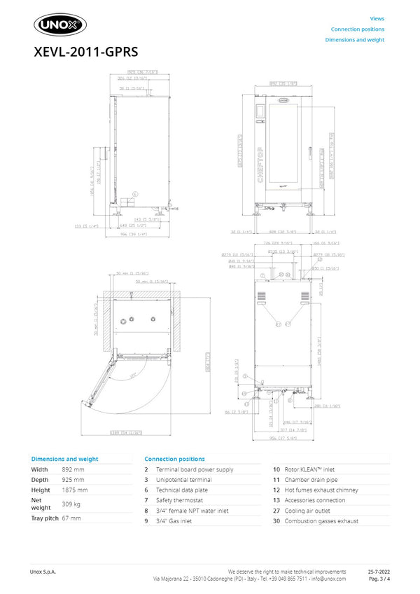 Unox Cheftop BIG Gas XEVL-2011-GPRS - Combi Oven