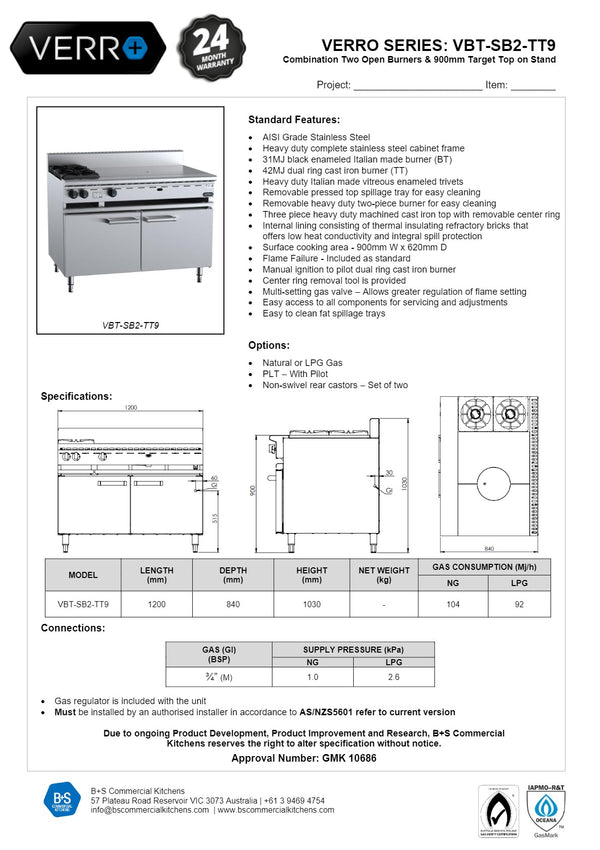 B+S Verro VBT-SB2-TT9 - Combination Target Top