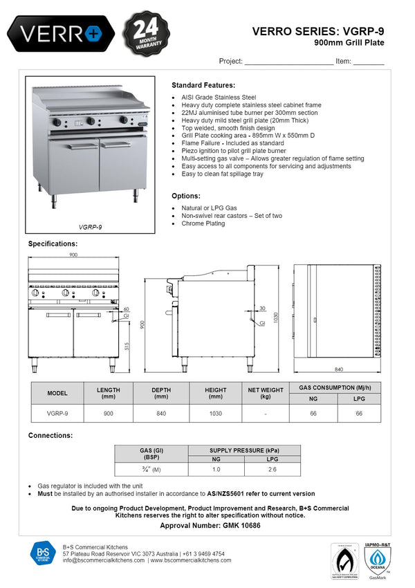 B+S Verro VGRP-9 - Grill Plate