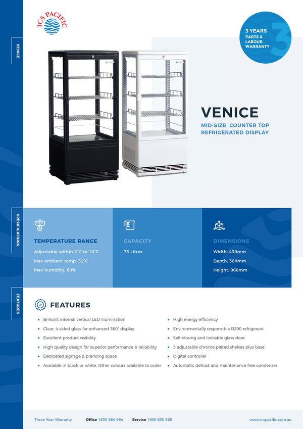 ICS PACIFIC Venice White - Counter Top Refrigerated Display