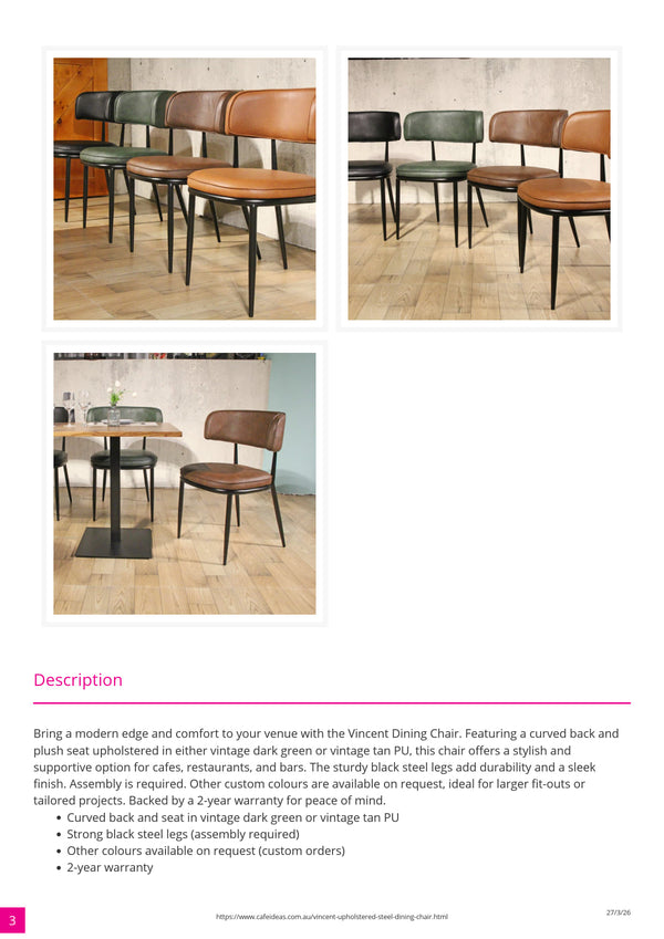 Vincent Upholstered Steel Dining Chair