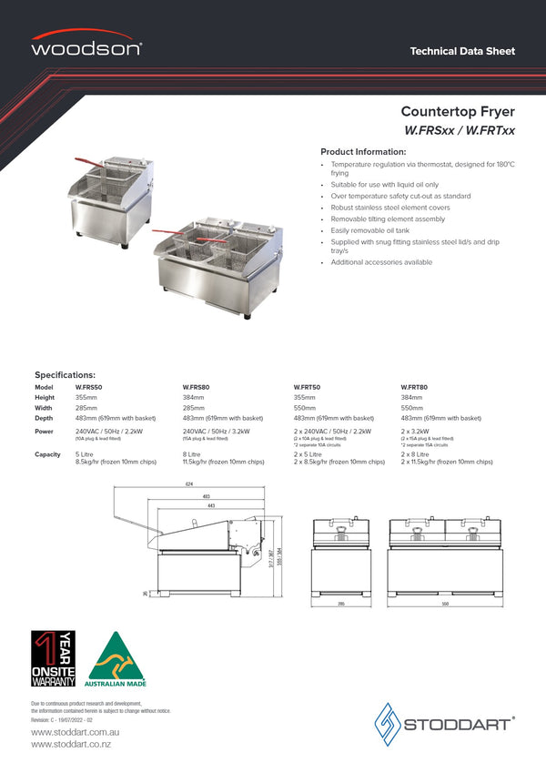 Woodson W.FRS50 - Countertop Fryer