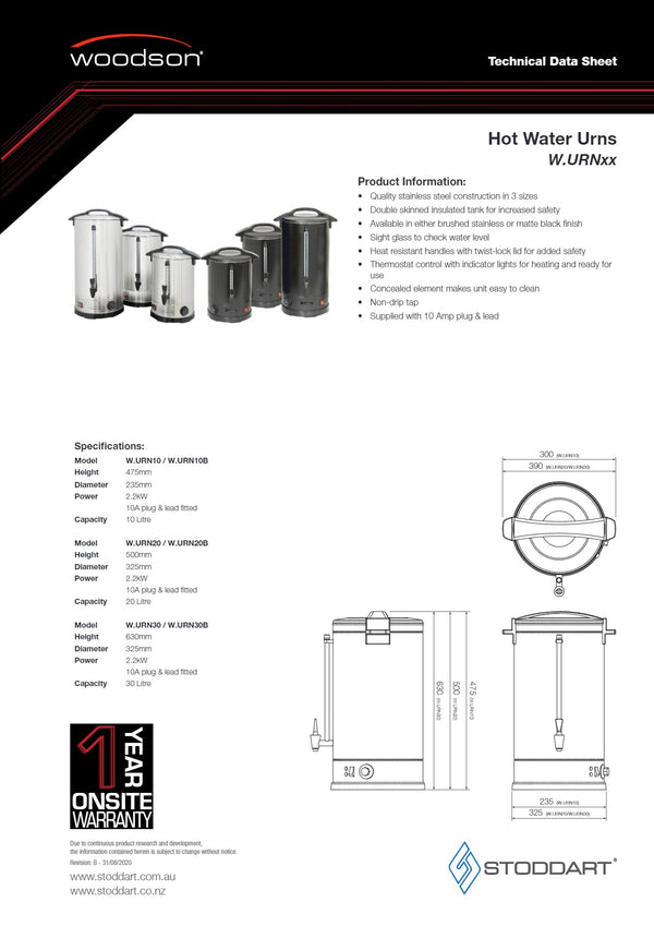 Woodson W.URN20B - Hot Water Urn
