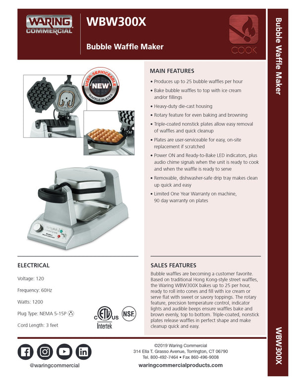 Waring WBW300 - Bubble Waffle Maker
