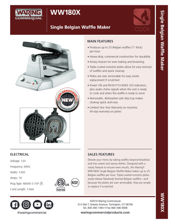Waring WW180X - Belgian Waffle Maker