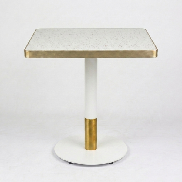White Candy Terrazzo Table Top with Discus Table Base
