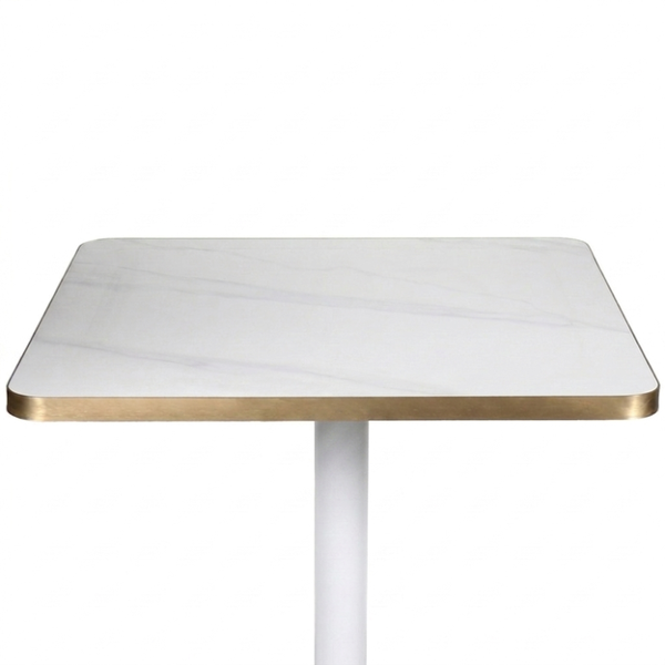 Gold Aluminium Edge Sintered White Stone Top with White Discus Base