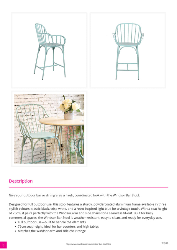 Windsor Outdoor Aluminium Bar Stool