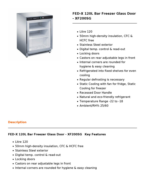 FED-X XF200SG - Bar Freezer