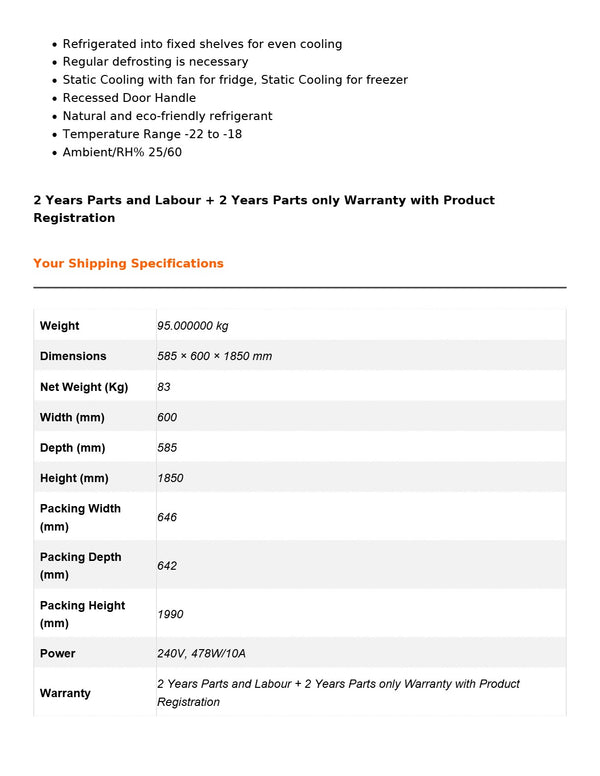 FED-X XF400SG - Upright Freezer