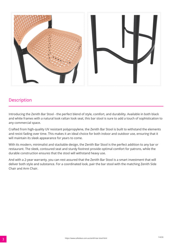 Zenith Plastic Bar Stool
