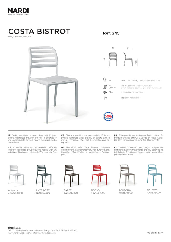 Nardi Costa Outdoor Resin Bistrot Chair