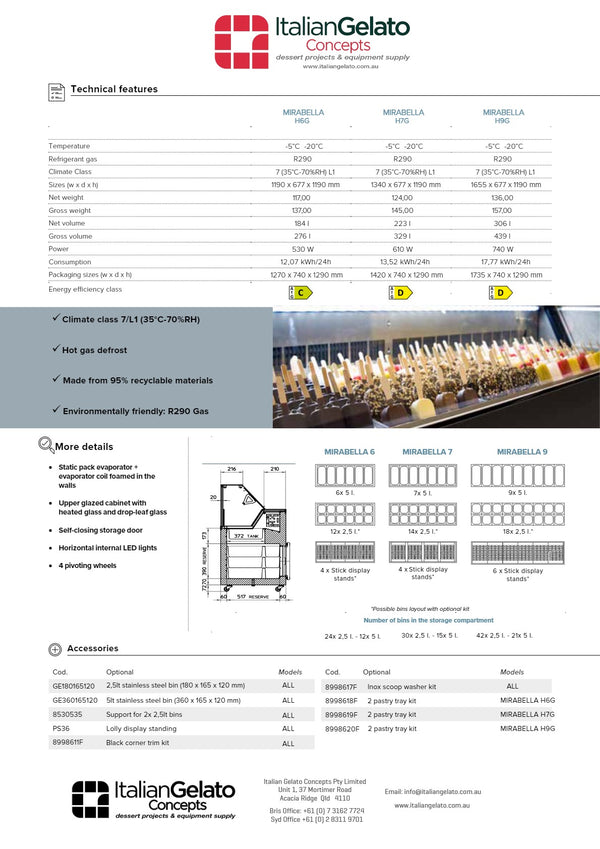 Mondial Framec Mirabella 6 - Gelato Display Freezer