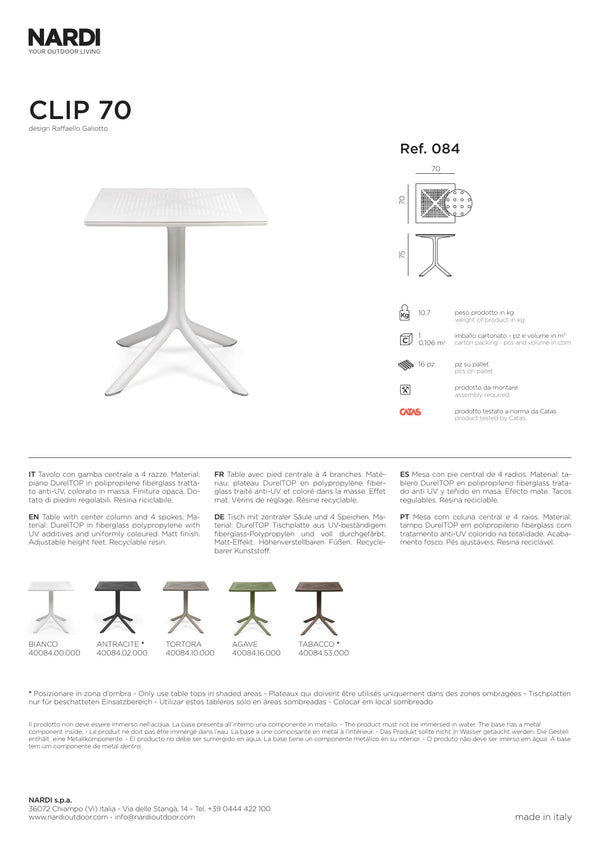 Nardi Clip 70 Outdoor Resin Table