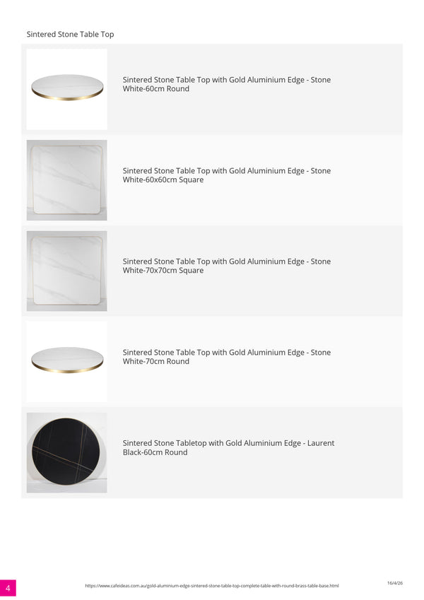 Gold Aluminium Edge Laurent Black Sintered Stone Table Top with Round Brass Table Base