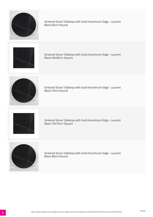 Gold Aluminium Edge Sintered White Stone Table with White Brass Cross Table Base