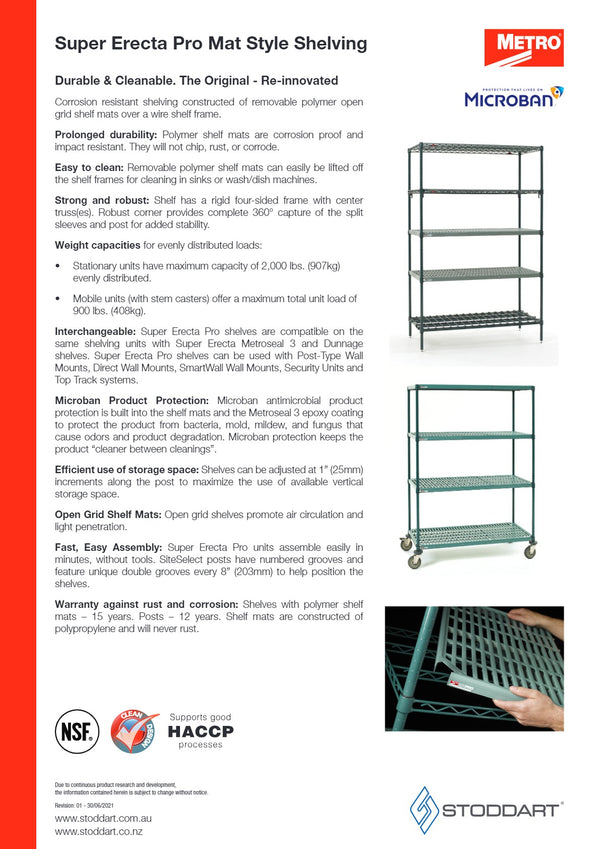 Metro Super Erecta Pro PR.4T74.2436 - 4 Tier Polymer Mat Shelving