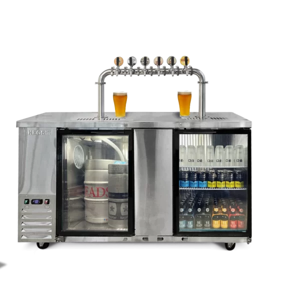 Kegs Off Tap KegMaster Super Deluxe Double Door Kegerator XL - Under Counter Keg Fridge
