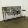 STAINLESS STEEL 3 X SINKS & 2 X TAPS S/S Bench with Sinks and Splashback